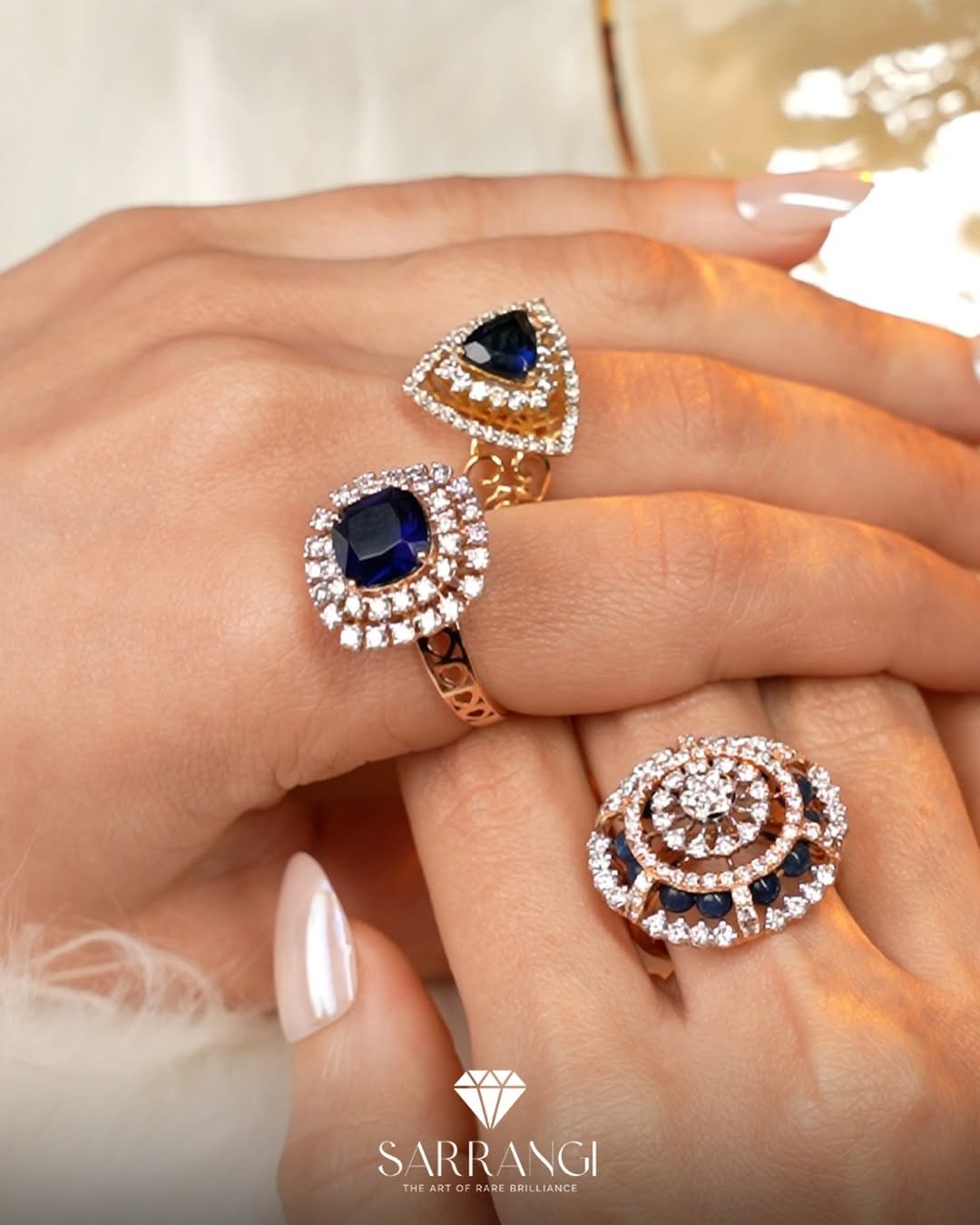 Chic gold rings adorned with subtle diamonds